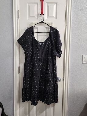 Black Mini Dress with White Floral Dot Print